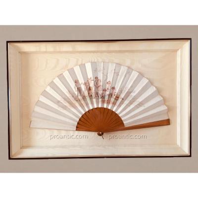Fan In Its Frame Under Glass From A.lauronce