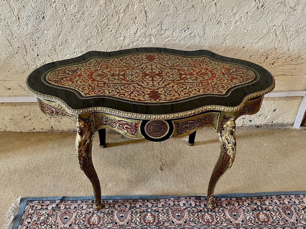 Table En Marqueterie Boulle De Contre-partie. Napoléon III, XIXe Siècle