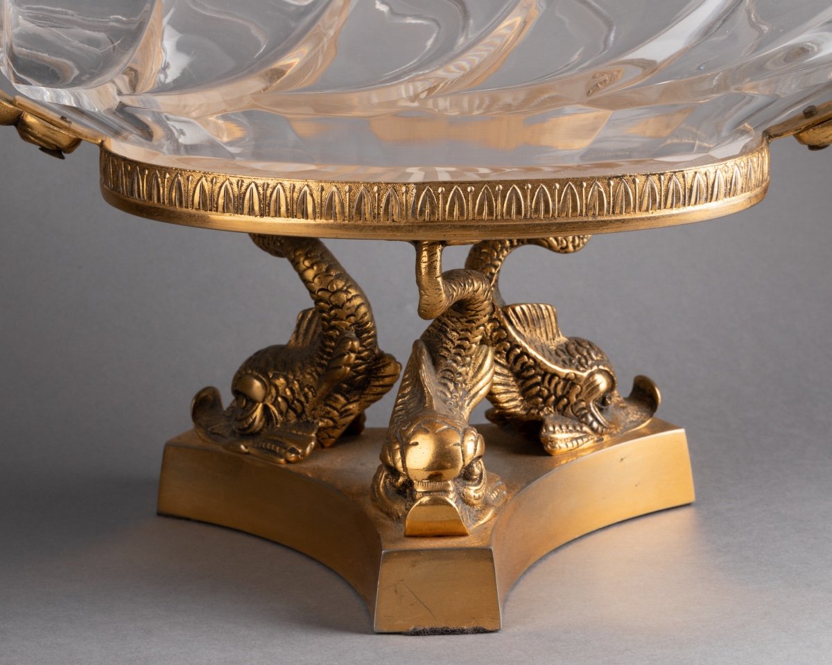 Bowl In Cut Crystal And Gilded Bronze, 19th Century-photo-2
