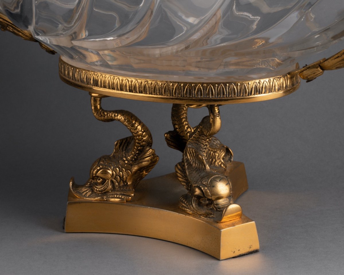 Bowl In Cut Crystal And Gilded Bronze, 19th Century-photo-3