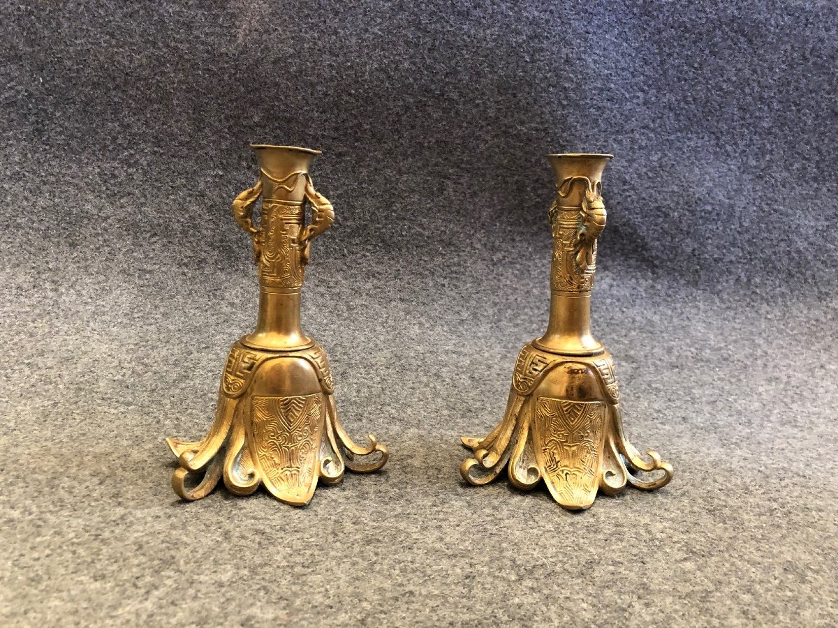 Pair Of Chinese Candlesticks, 19th Century