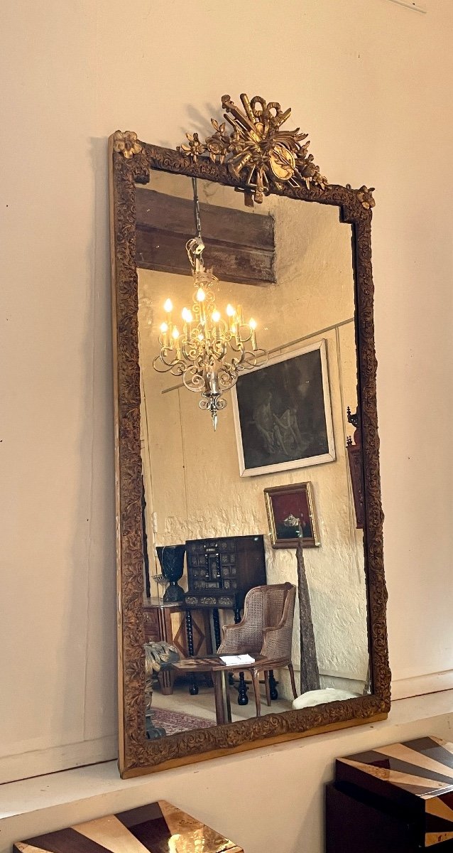 Gilded Wood Mirror, 19th Century-photo-3