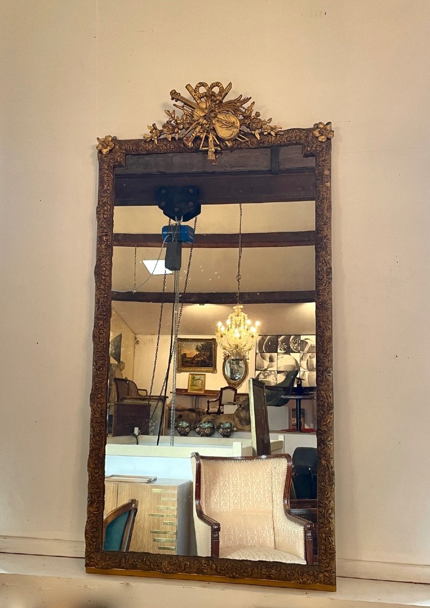 Gilded Wood Mirror, 19th Century-photo-2