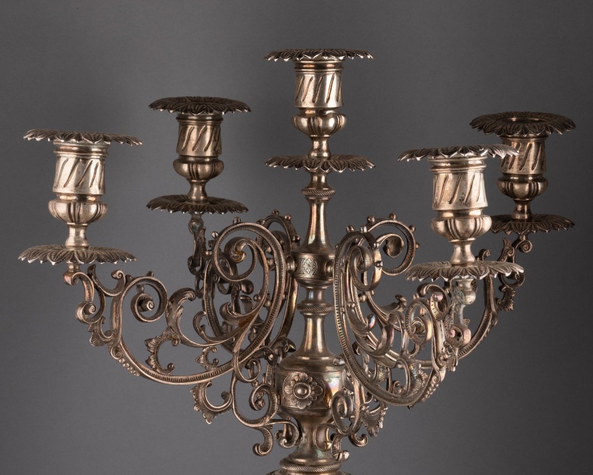 Large Solid Silver Candlestick, 19th Century-photo-3