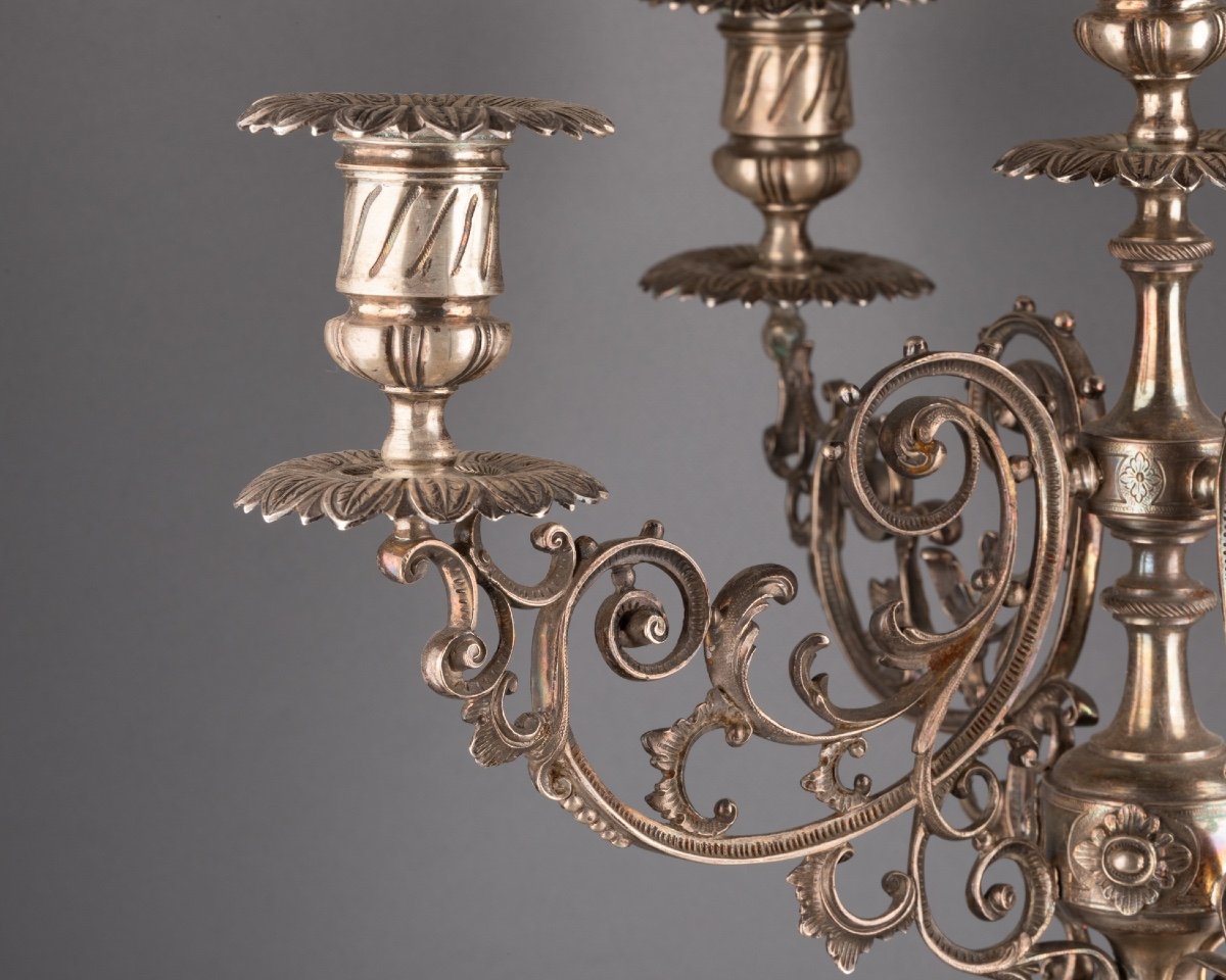 Large Solid Silver Candlestick, 19th Century-photo-4