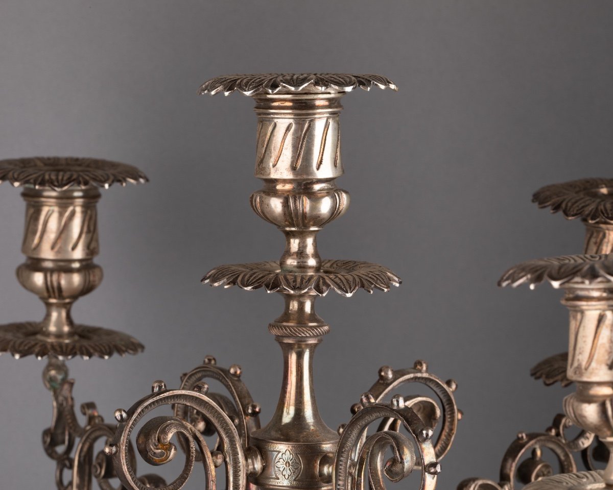 Large Solid Silver Candlestick, 19th Century-photo-5