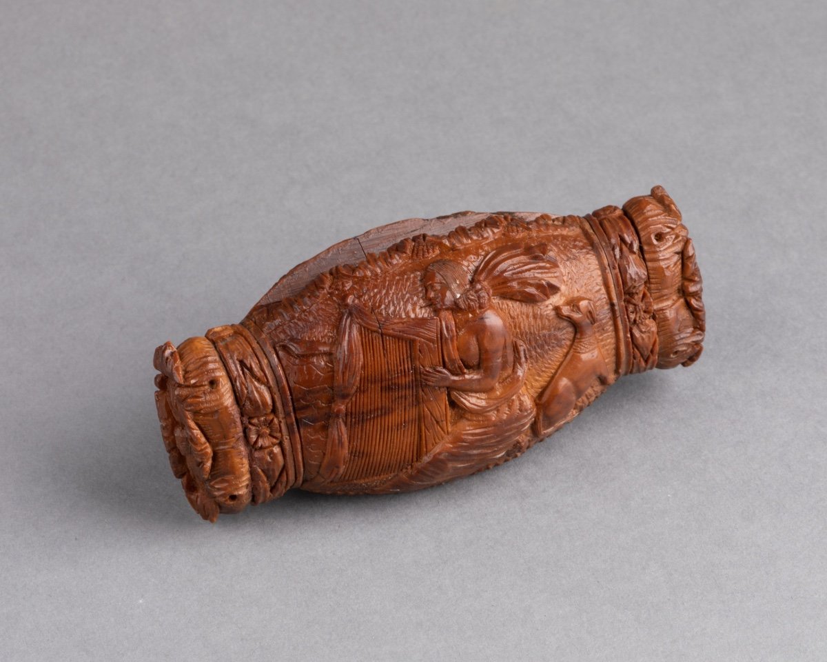 Snuff Box In Carved Corozo Nut, 19th Century-photo-2