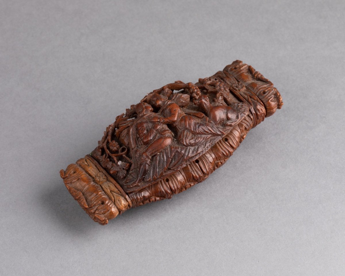Snuff Box In Carved Corozo Nut, 19th Century-photo-3