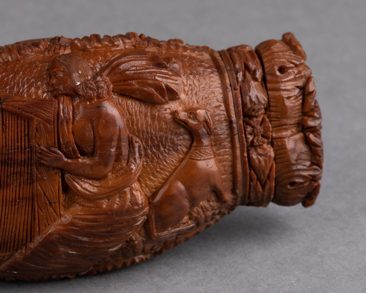 Snuff Box In Carved Corozo Nut, 19th Century-photo-1