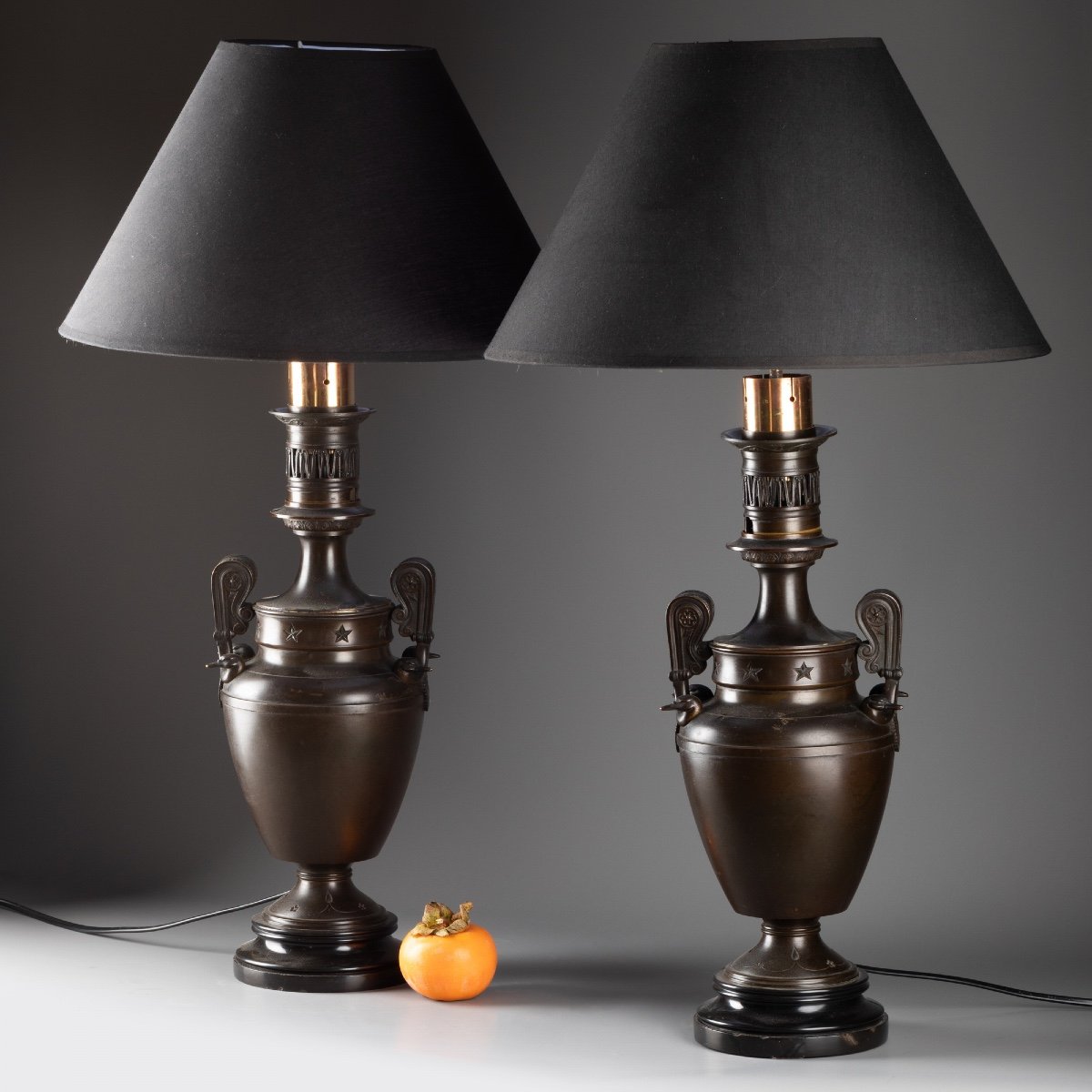 Paire De Lampes En Bronze Style Empire, XIXe Siècle-photo-4