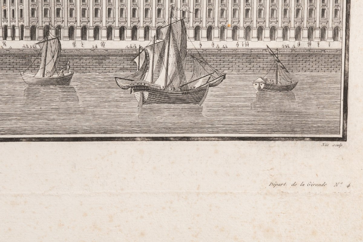 Original Engraving Of An Architectural Project For Bordeaux, Late 18th Century-photo-2