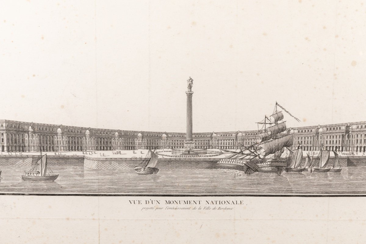 Original Engraving Of An Architectural Project For Bordeaux, Late 18th Century-photo-3