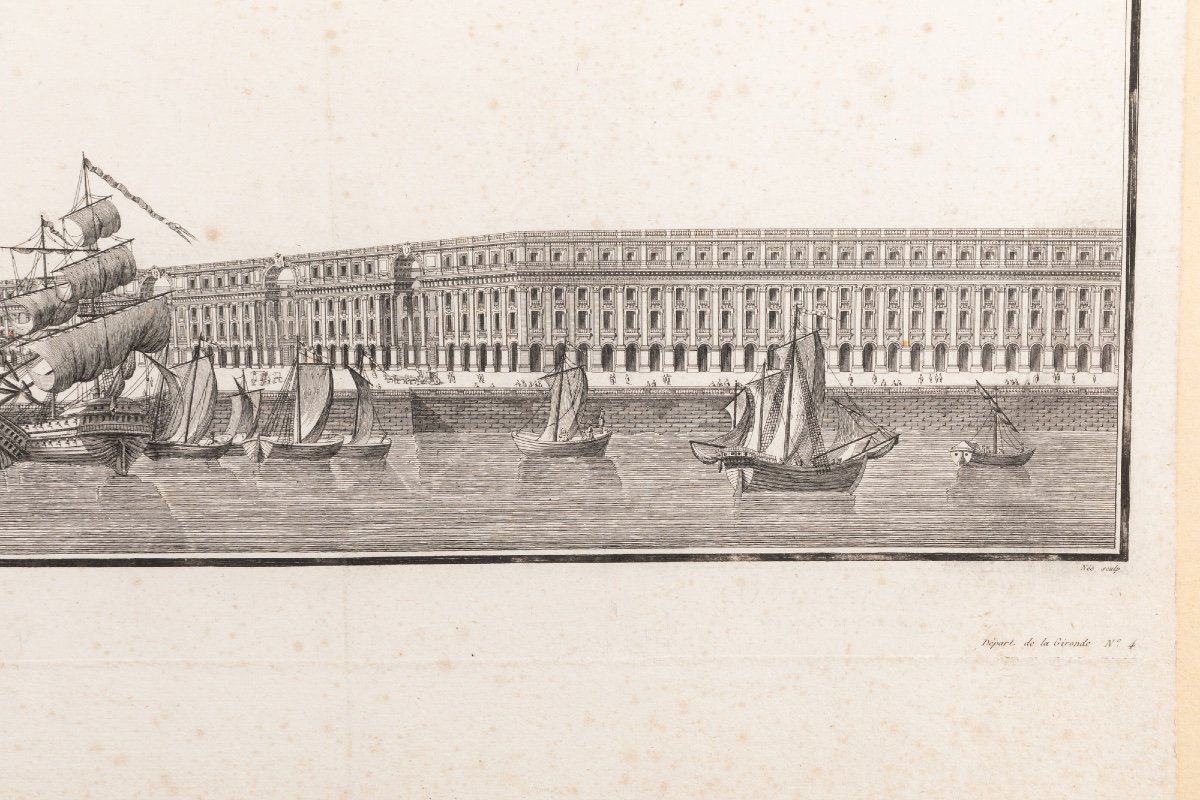 Original Engraving Of An Architectural Project For Bordeaux, Late 18th Century-photo-1