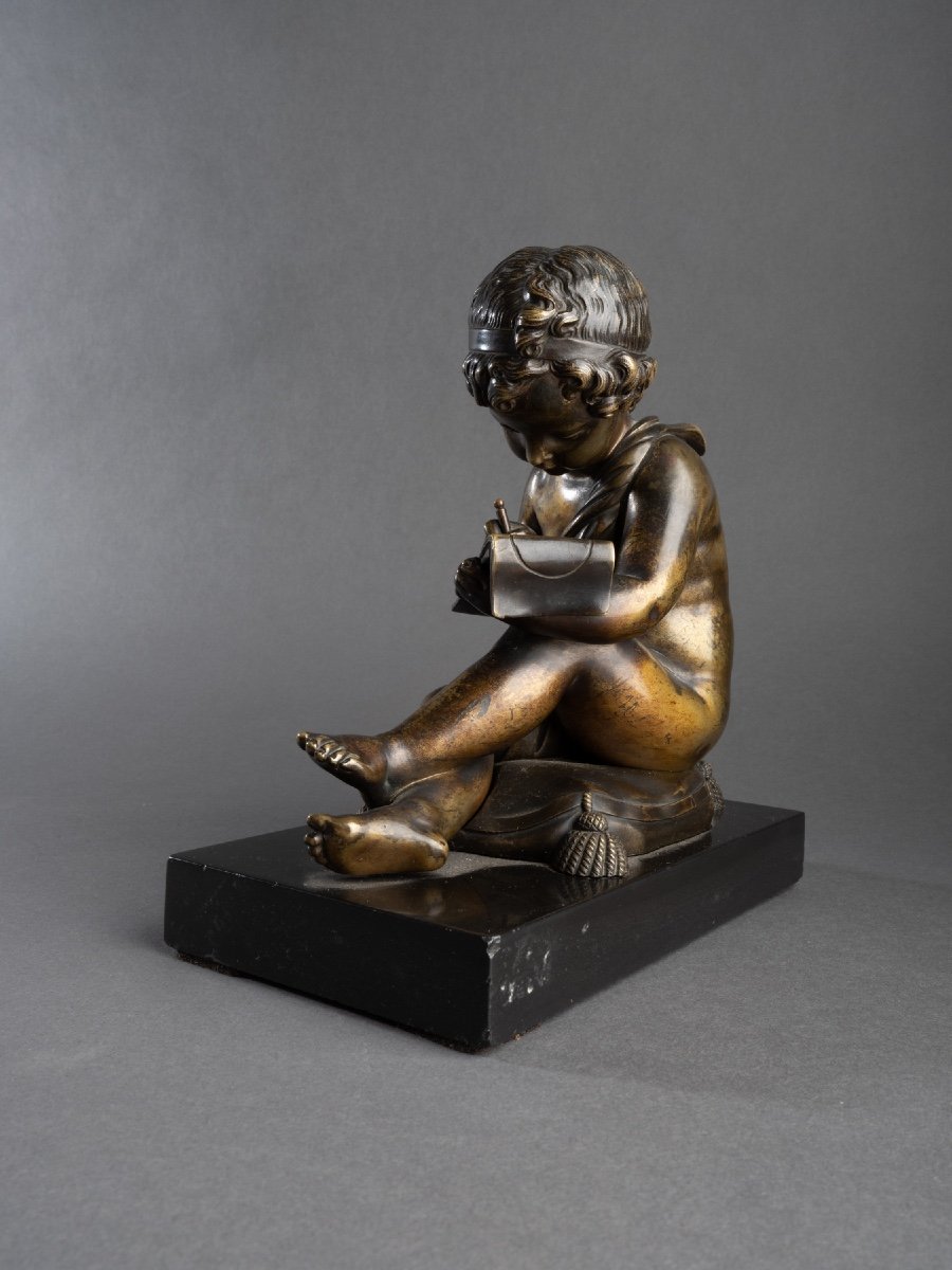 Bronze Figurant L’allégorie De La Géométrie, XIXe Siècle -photo-3