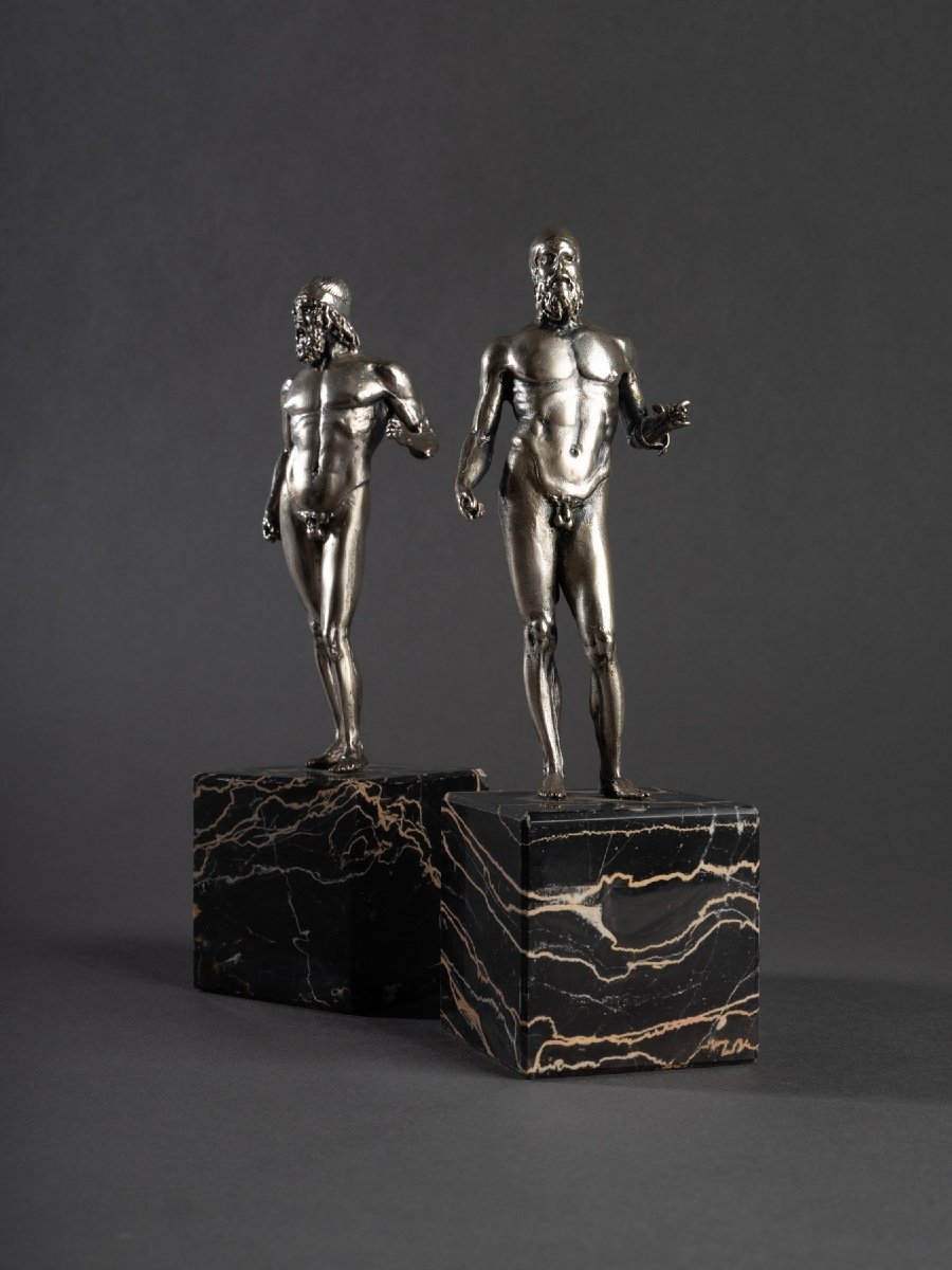 Solid Silver Sculptures After The Riace Bronzes, 20th Century-photo-2