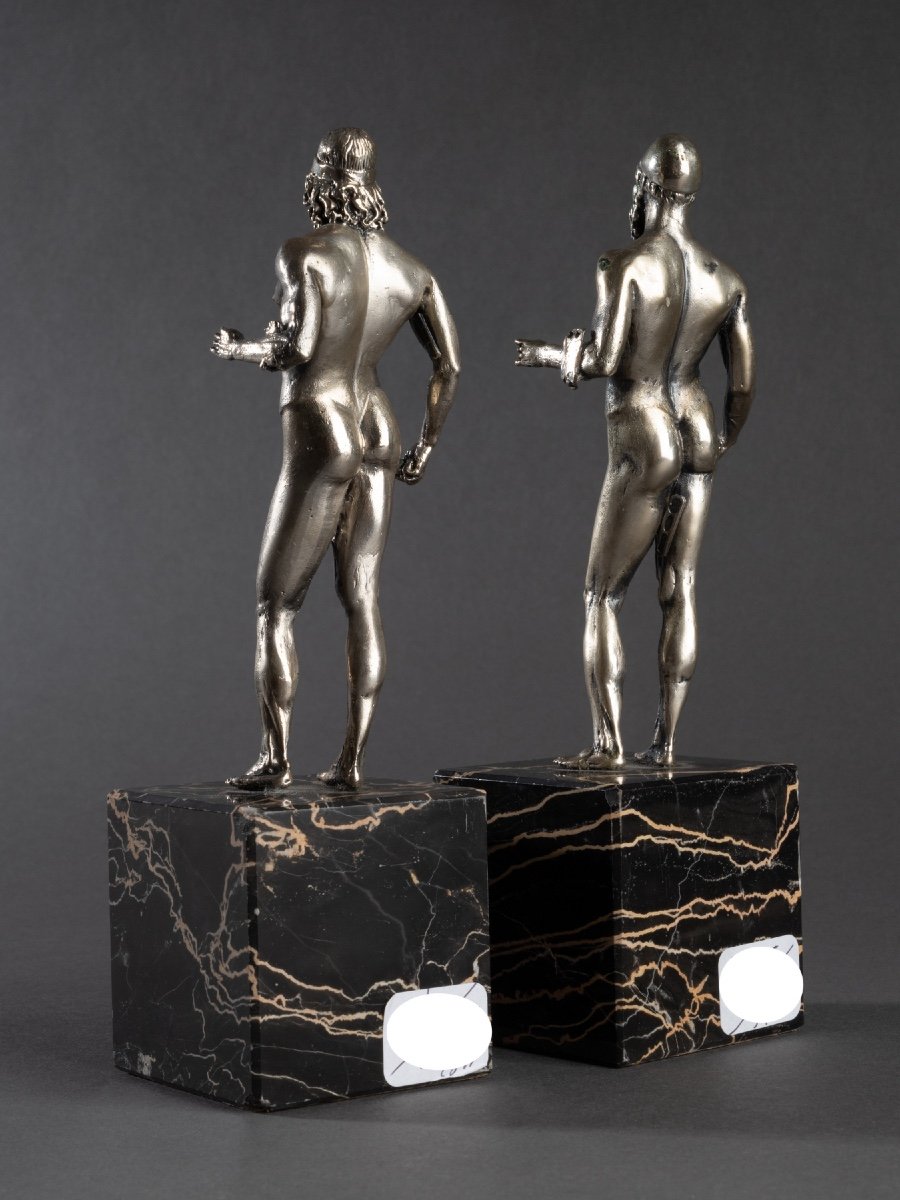 Solid Silver Sculptures After The Riace Bronzes, 20th Century-photo-1