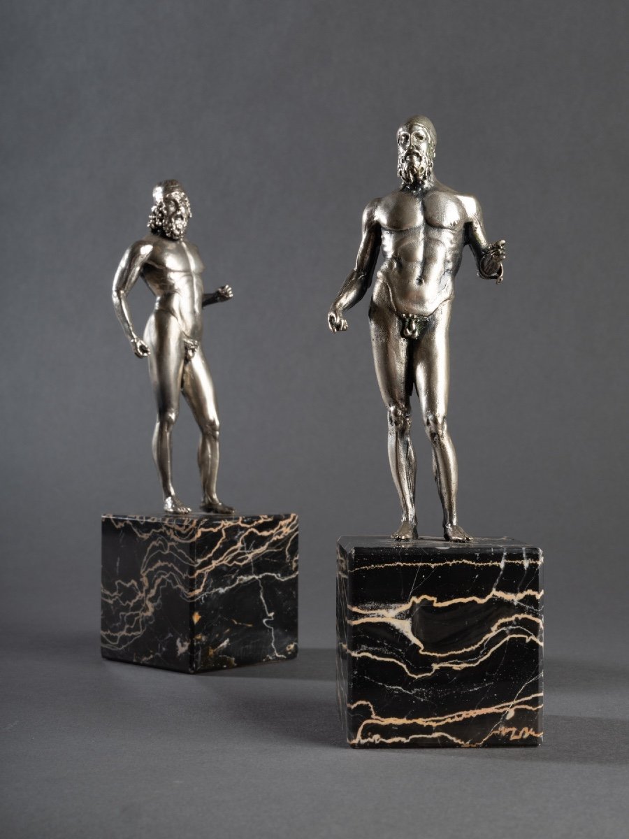 Solid Silver Sculptures After The Riace Bronzes, 20th Century