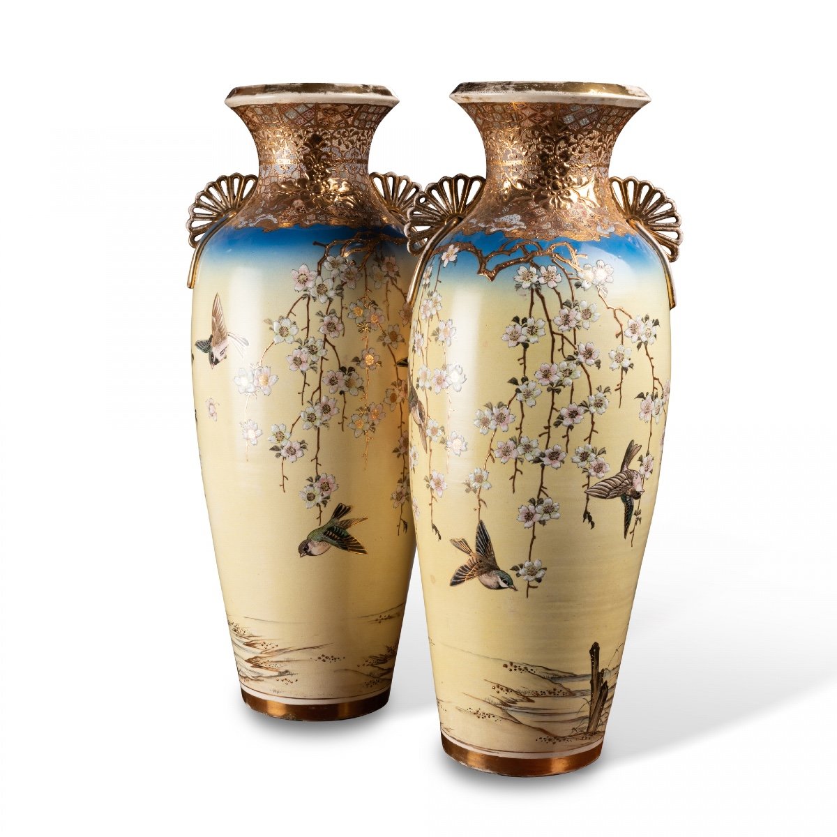 Pair Of Japanese Ceramic Vases, 19th Century-photo-3