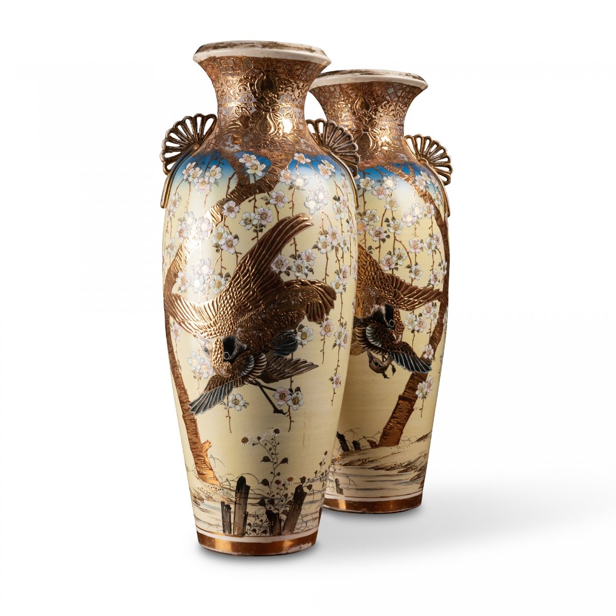 Pair Of Japanese Ceramic Vases, 19th Century-photo-4