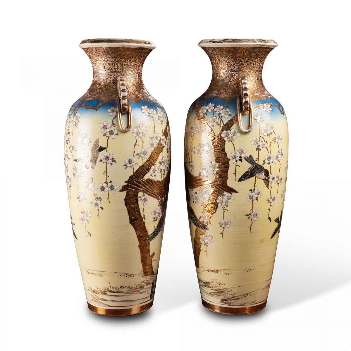 Pair Of Japanese Ceramic Vases, 19th Century-photo-4