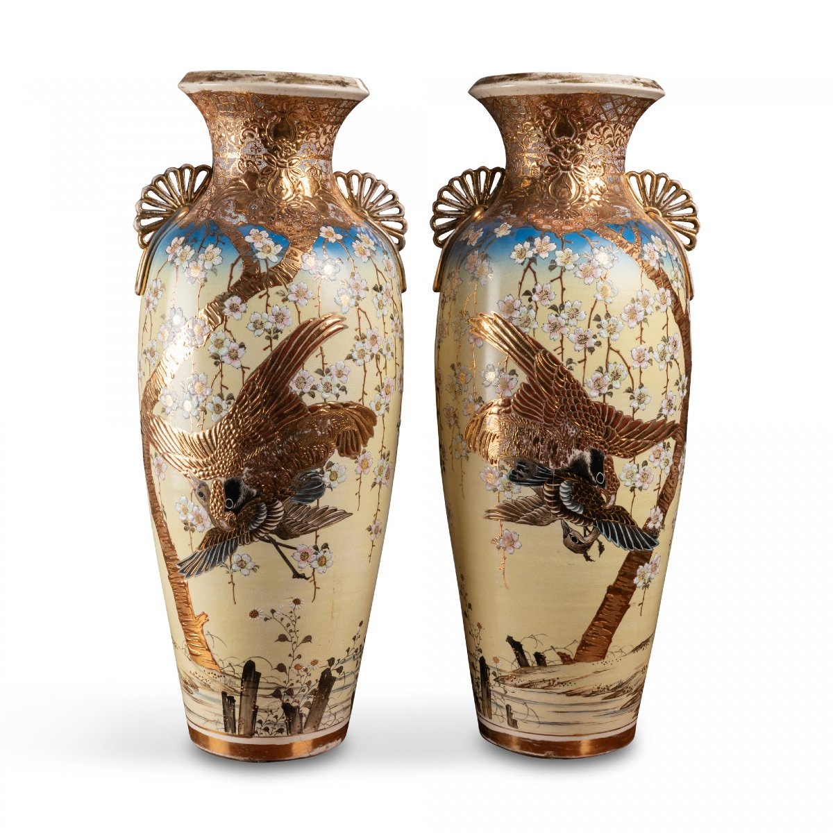 Pair Of Japanese Ceramic Vases, 19th Century