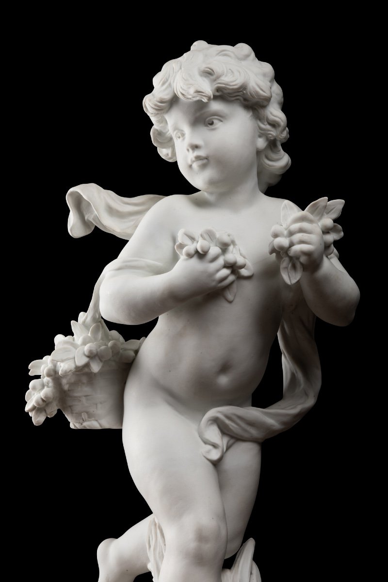 Biscuit Figurant Un Putto, XIXe Siècle -photo-3