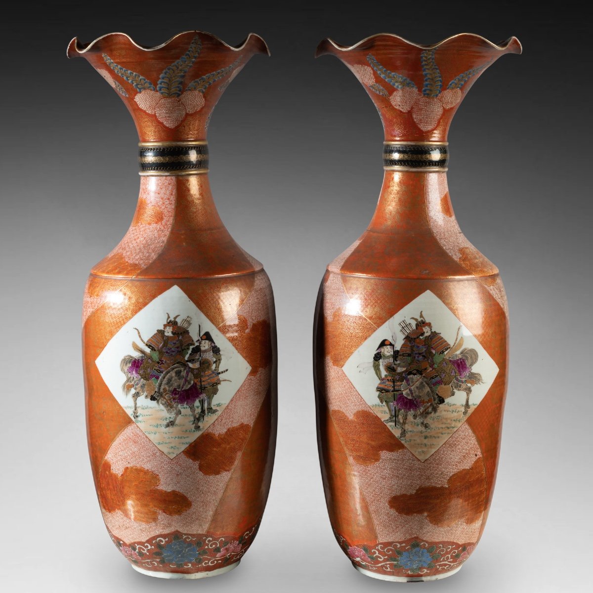 Large Japanese Porcelain Vases, Late 19th Century-photo-2