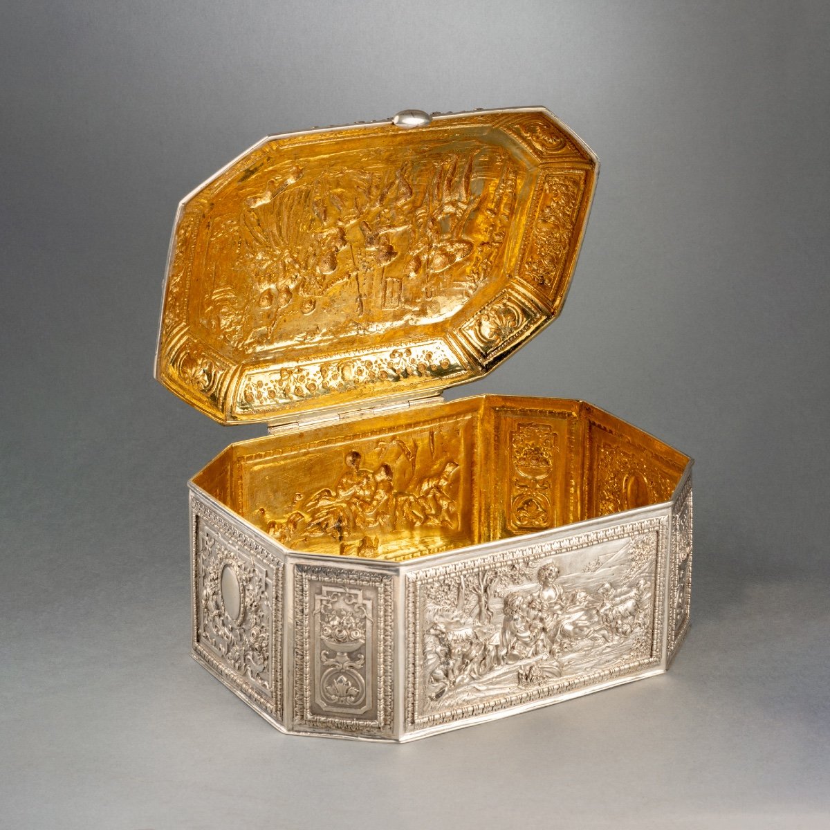 Solid Silver And Vermeil Box, Germany, Late 19th Century-photo-2