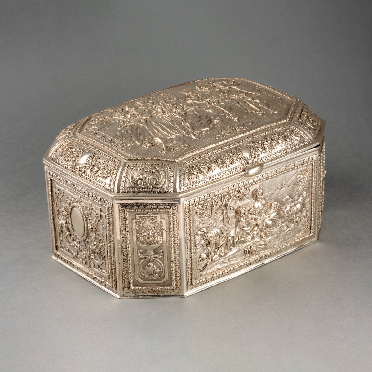 Proantic: Solid Silver And Vermeil Box, Germany, Late 19th Century