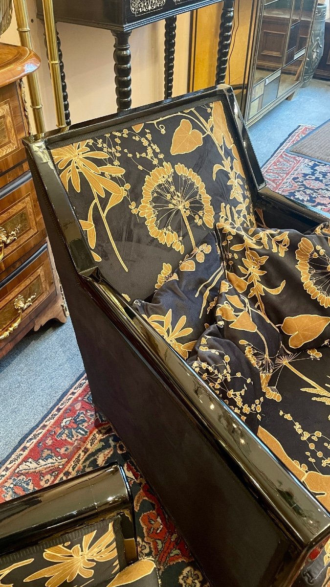 Pair Of Lacquered Armchairs From The Art Deco Period-photo-4