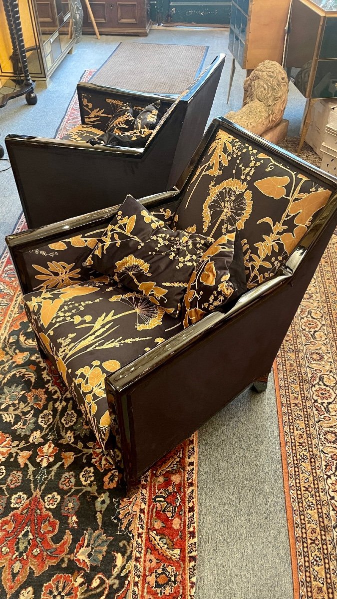 Pair Of Lacquered Armchairs From The Art Deco Period-photo-5