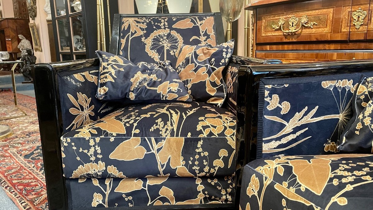 Pair Of Lacquered Armchairs From The Art Deco Period-photo-6