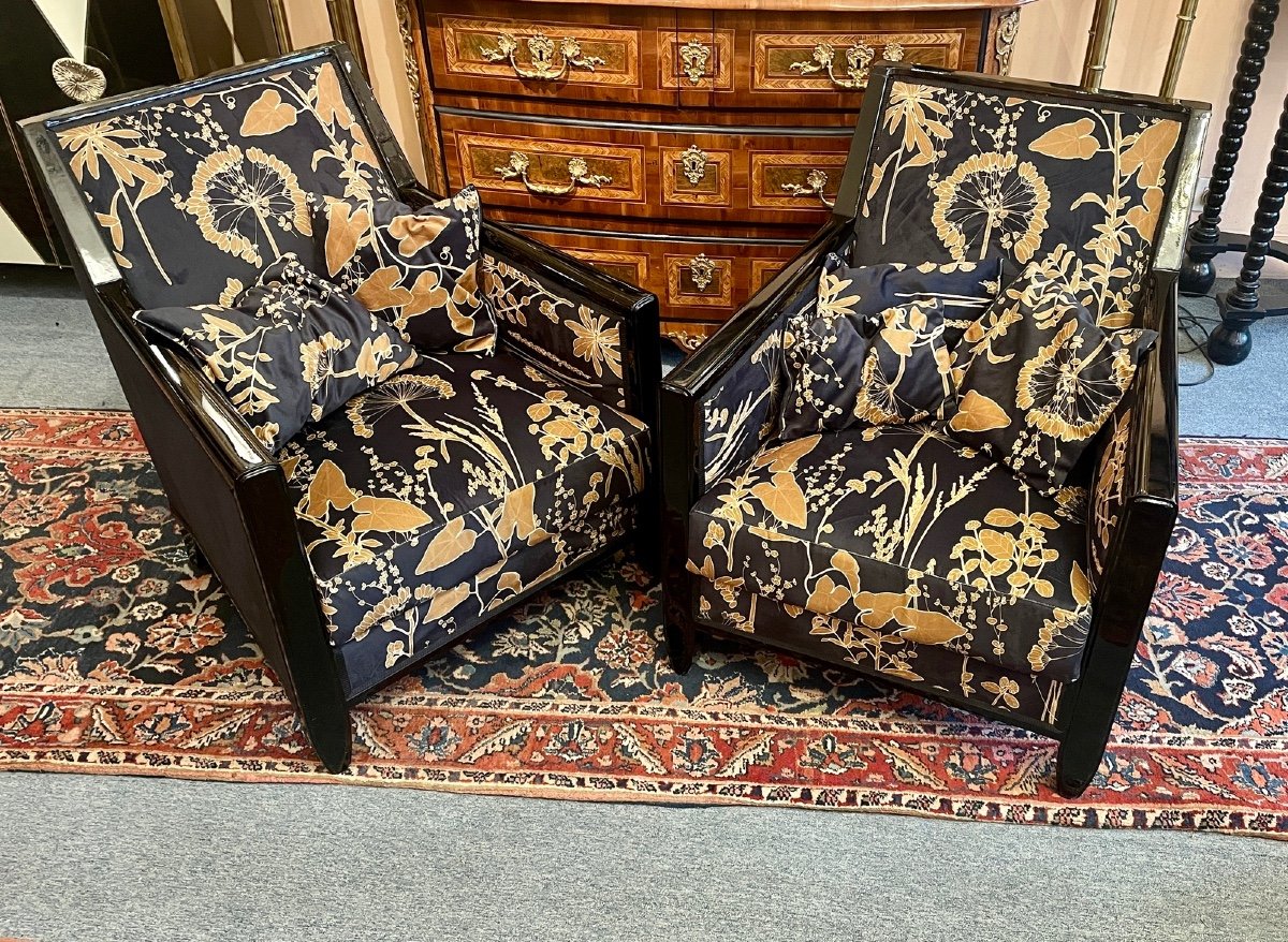 Pair Of Lacquered Armchairs From The Art Deco Period