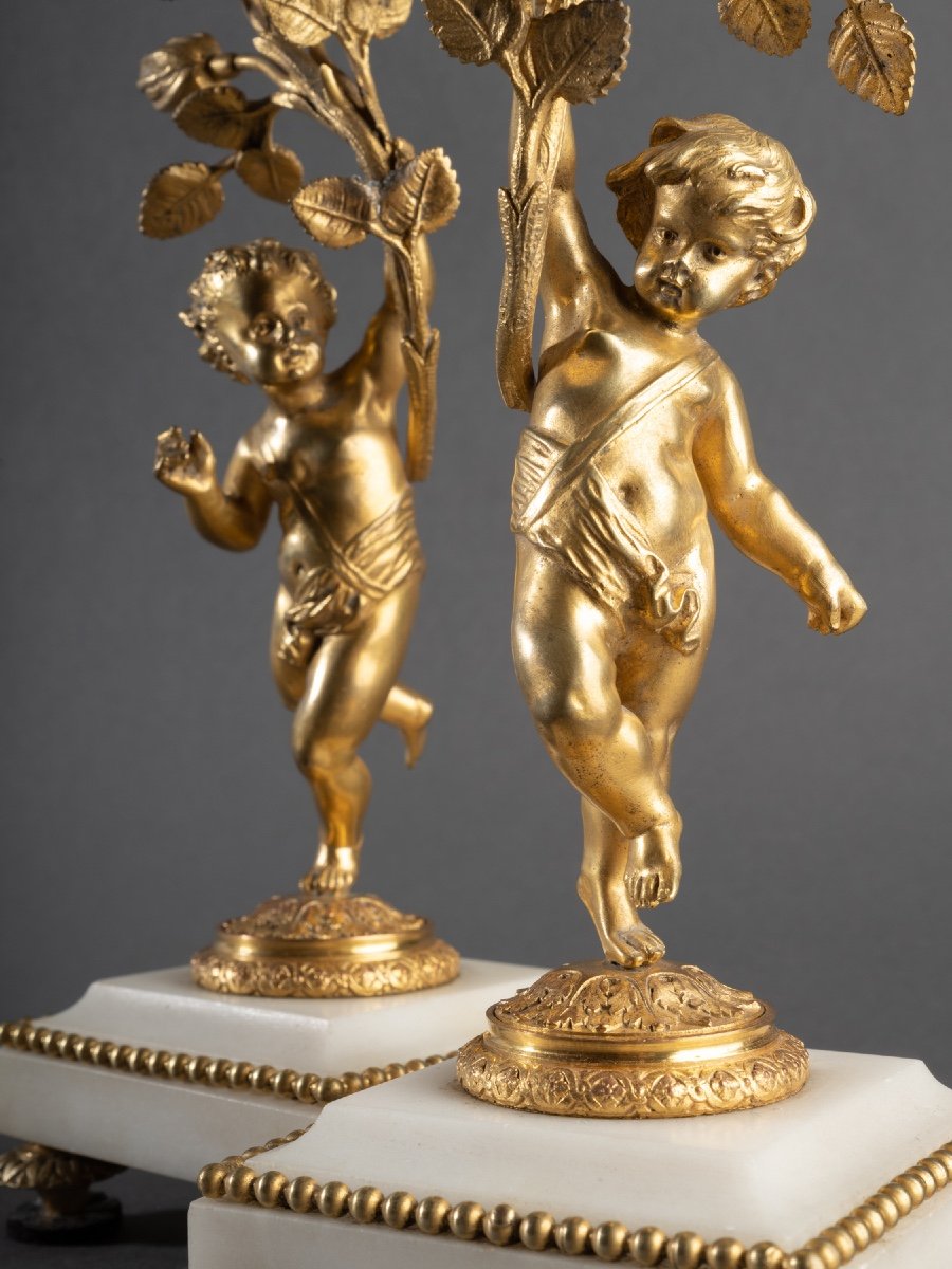 Louis XVI Style Clock And Candlesticks, 19th Century-photo-4