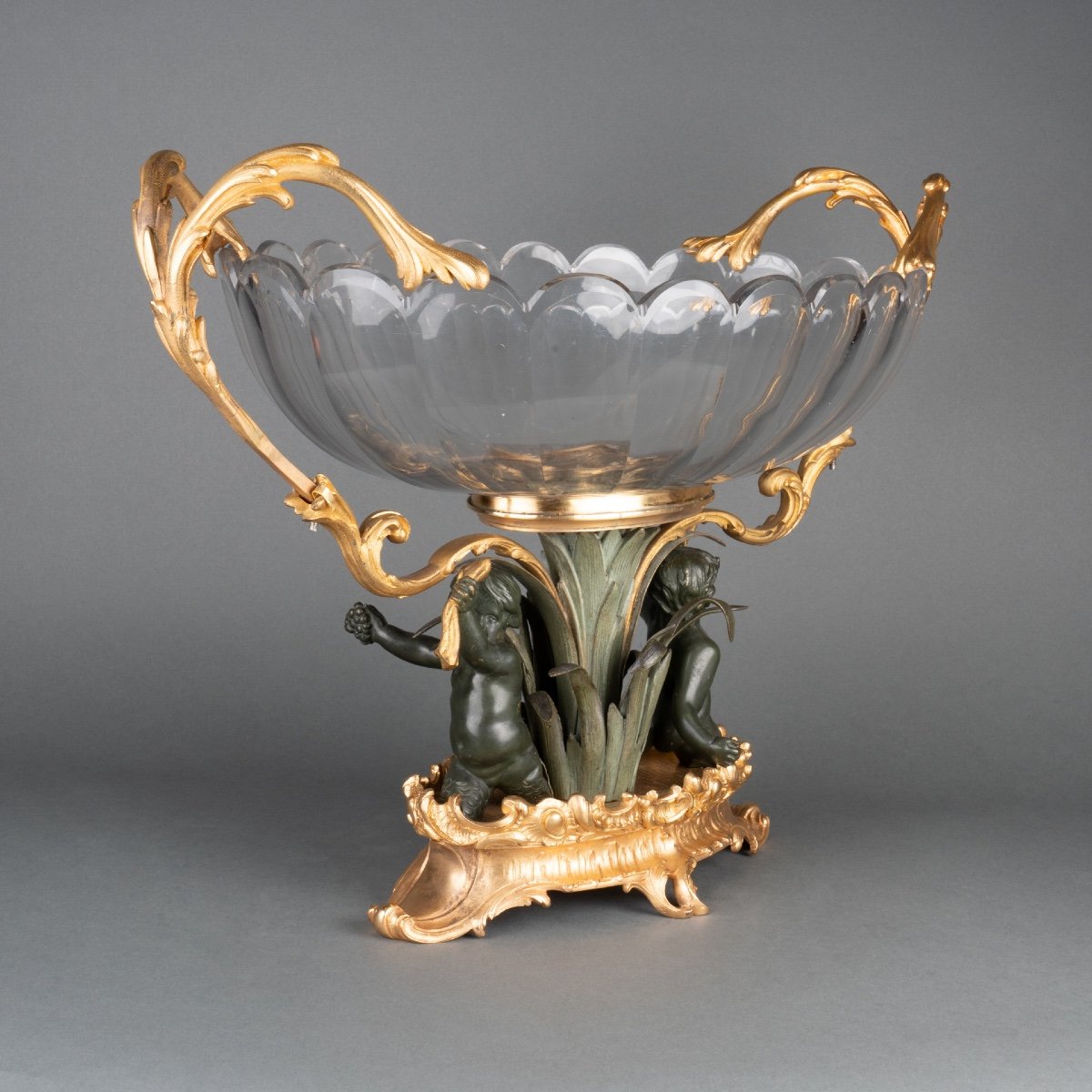 Centre de table en cristal Baccarat, monture en bronze, XXe siècle-photo-4