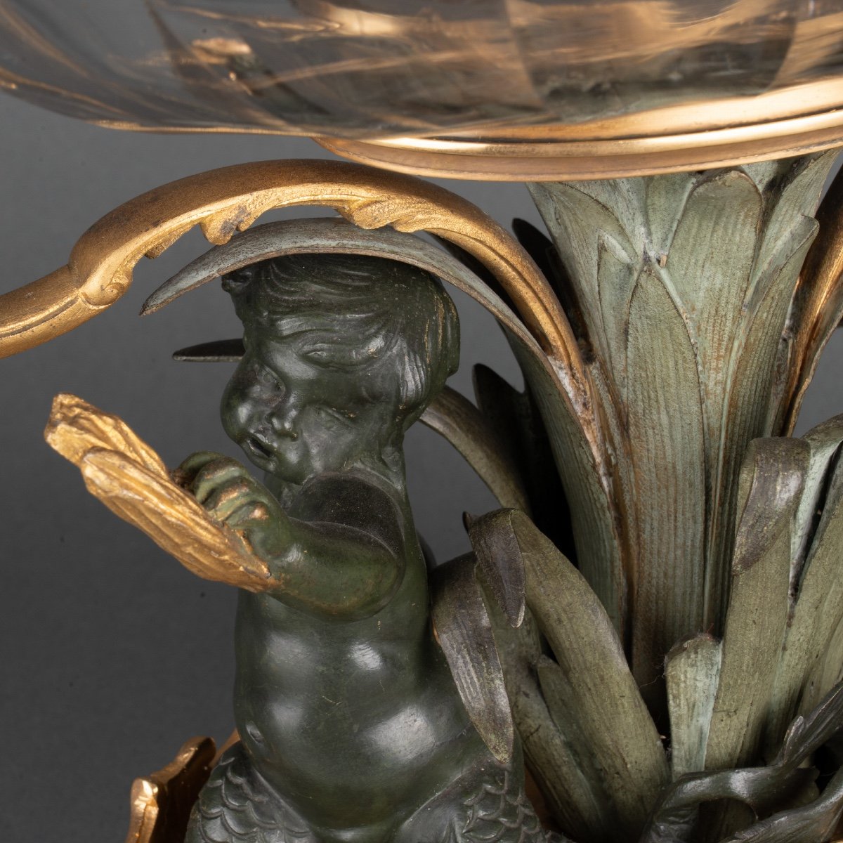 Centre de table en cristal Baccarat, monture en bronze, XXe siècle-photo-2