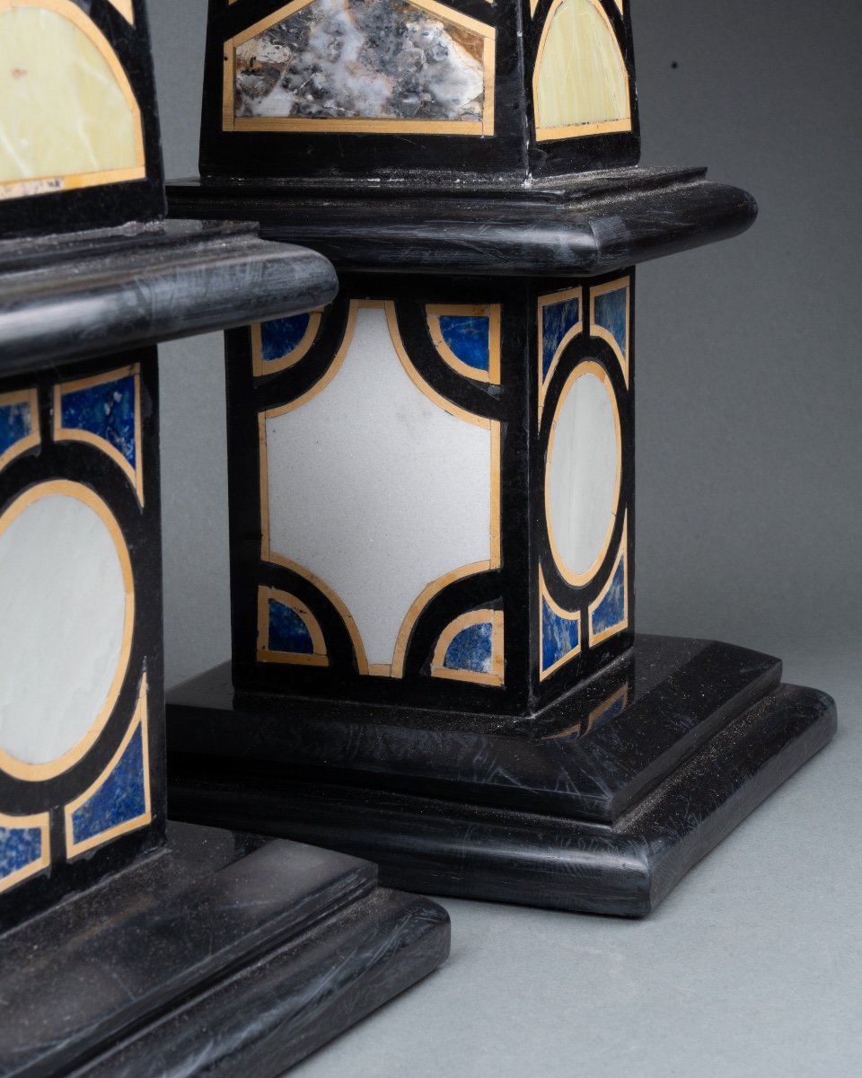 Pair Of Hard Stone Obelisks, 19th Century-photo-2