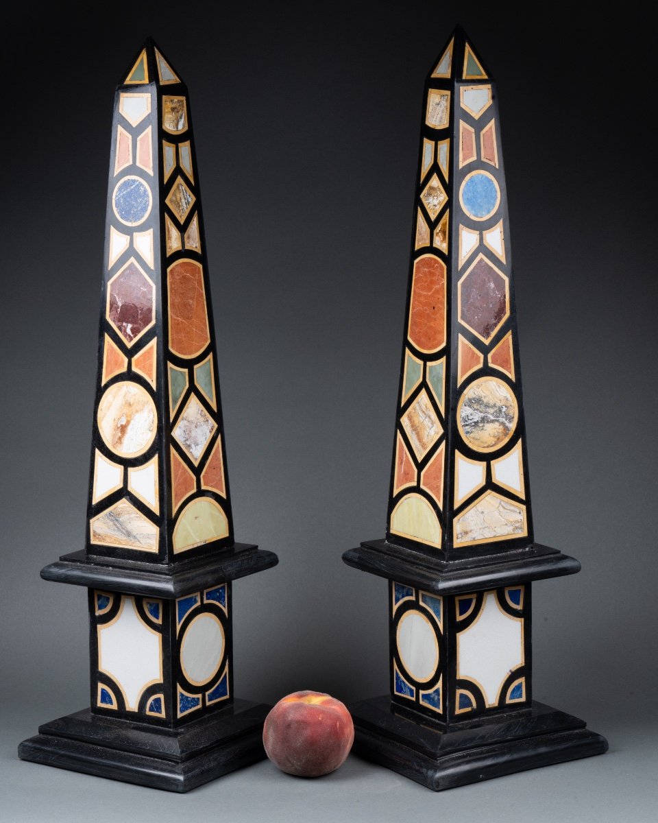 Pair Of Hard Stone Obelisks, 19th Century-photo-4