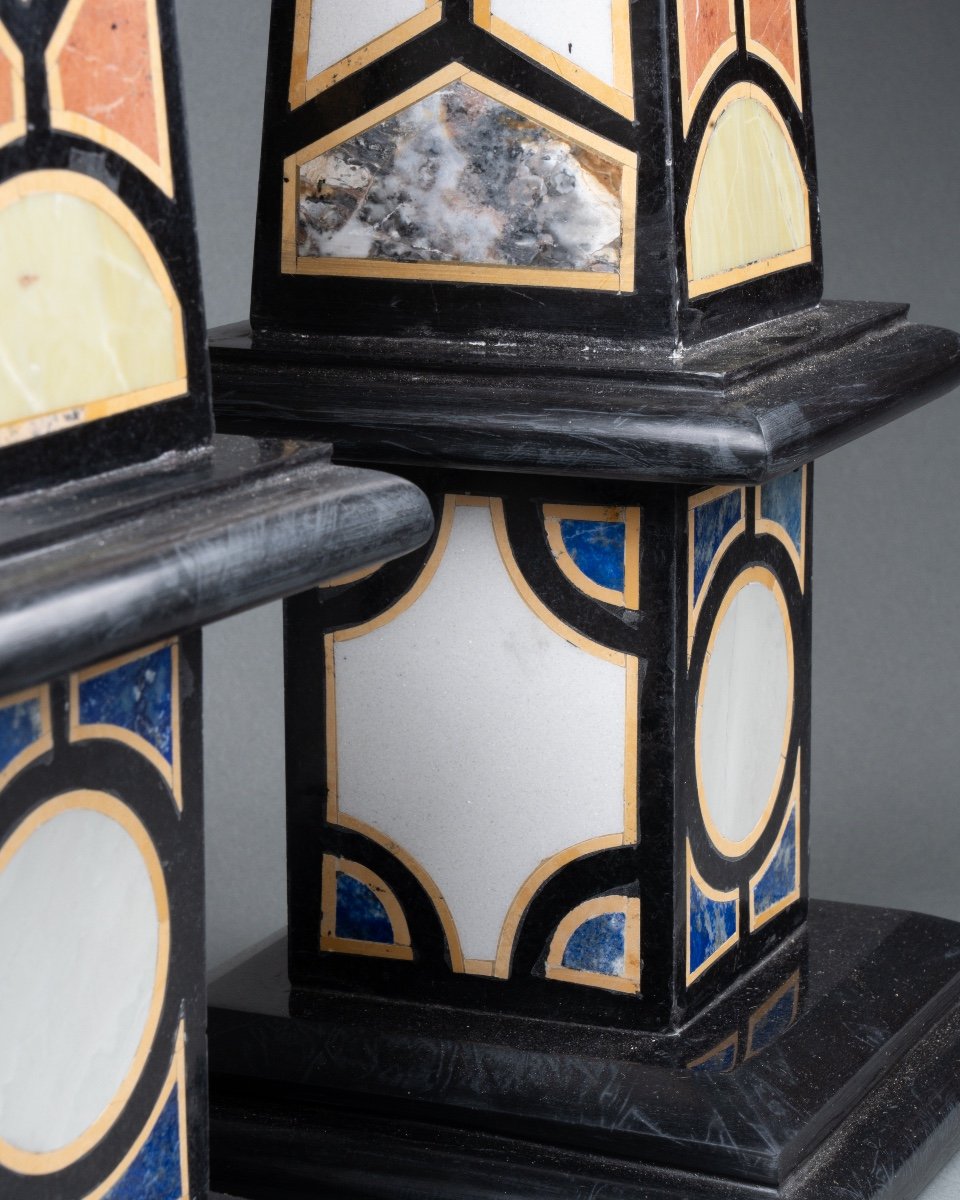Pair Of Hard Stone Obelisks, 19th Century-photo-2