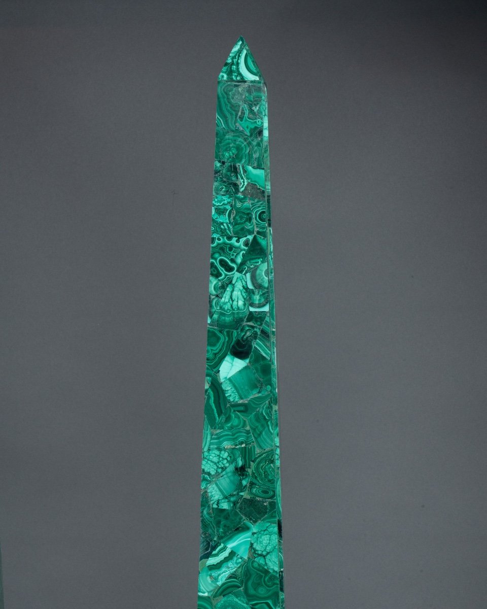 Pair Of Malachite Obelisks, 19th Century-photo-4