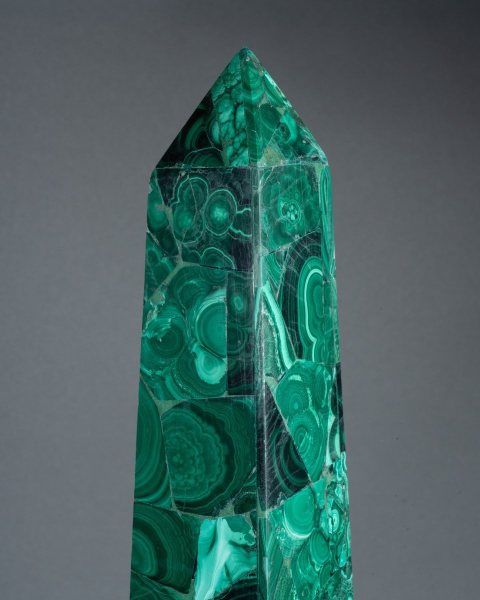 Pair Of Malachite Obelisks, 19th Century-photo-5