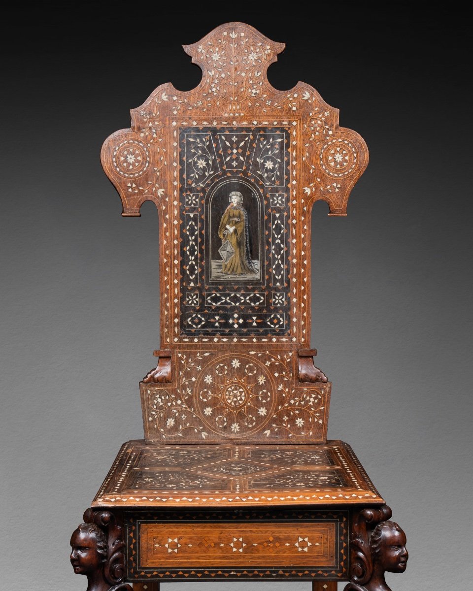 Pair Of Neo-byzantine Inlaid Chairs, 19th Century-photo-3