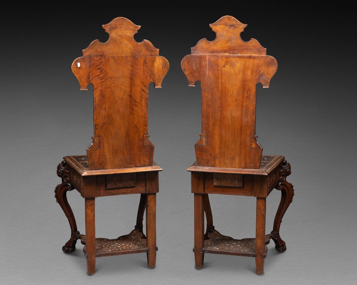 Pair Of Neo-byzantine Inlaid Chairs, 19th Century-photo-1