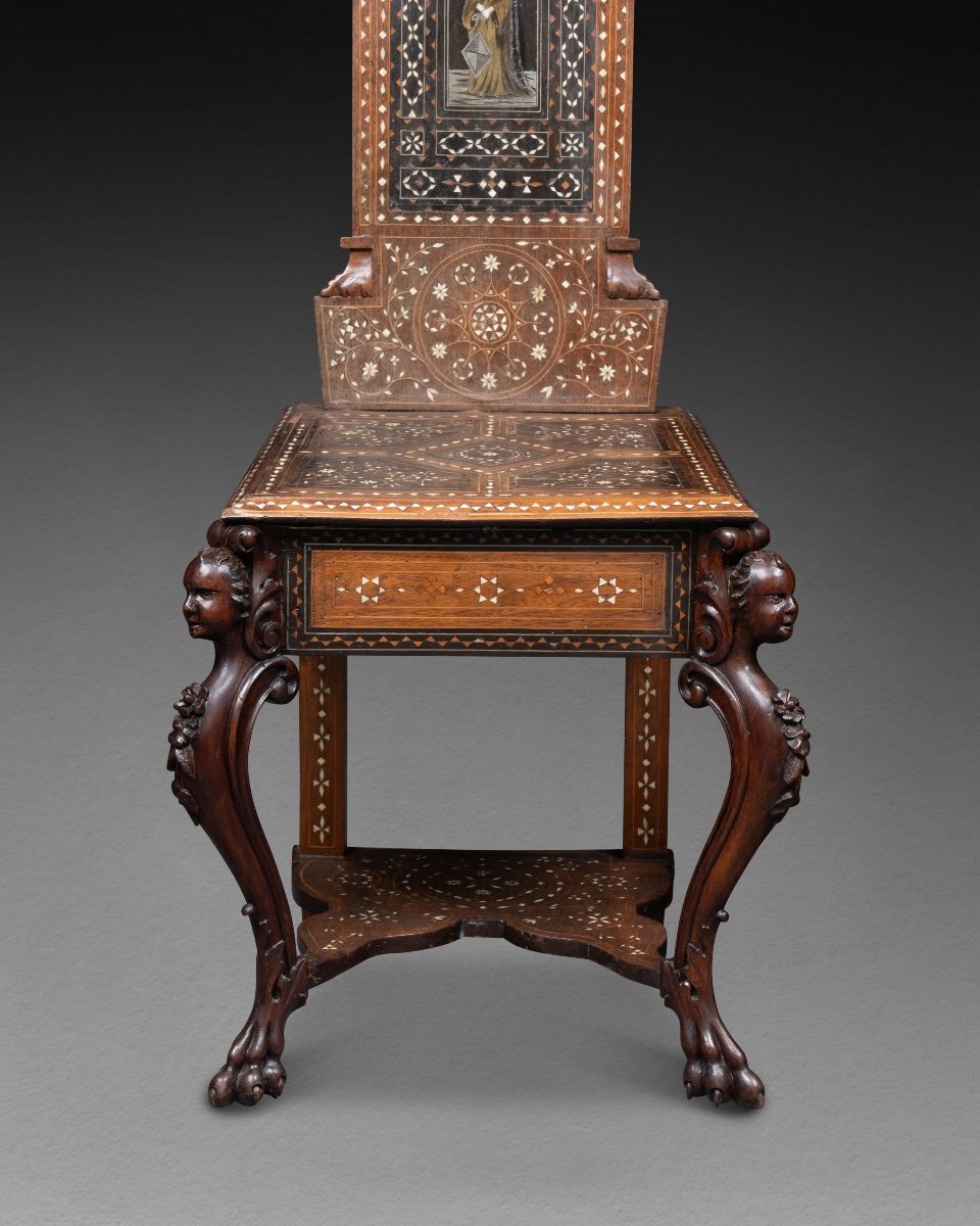 Pair Of Neo-byzantine Inlaid Chairs, 19th Century-photo-2