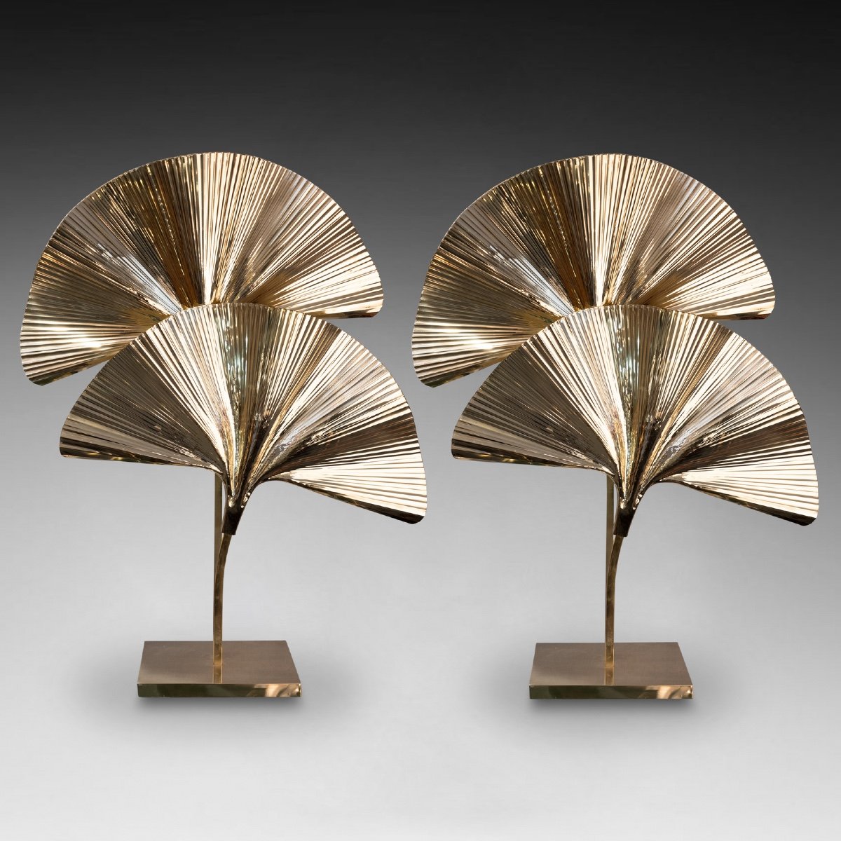 Pair Of Brass Table Lamps, 20th Century