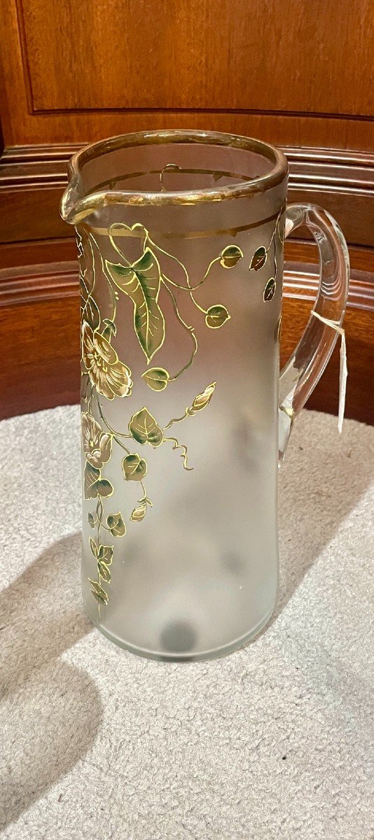 Orangeade Carafe Signed Legras, Monjoye Glassware, Early 20th Century-photo-3