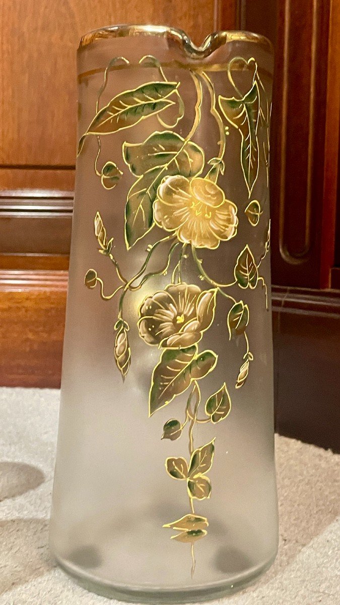 Orangeade Carafe Signed Legras, Monjoye Glassware, Early 20th Century-photo-1