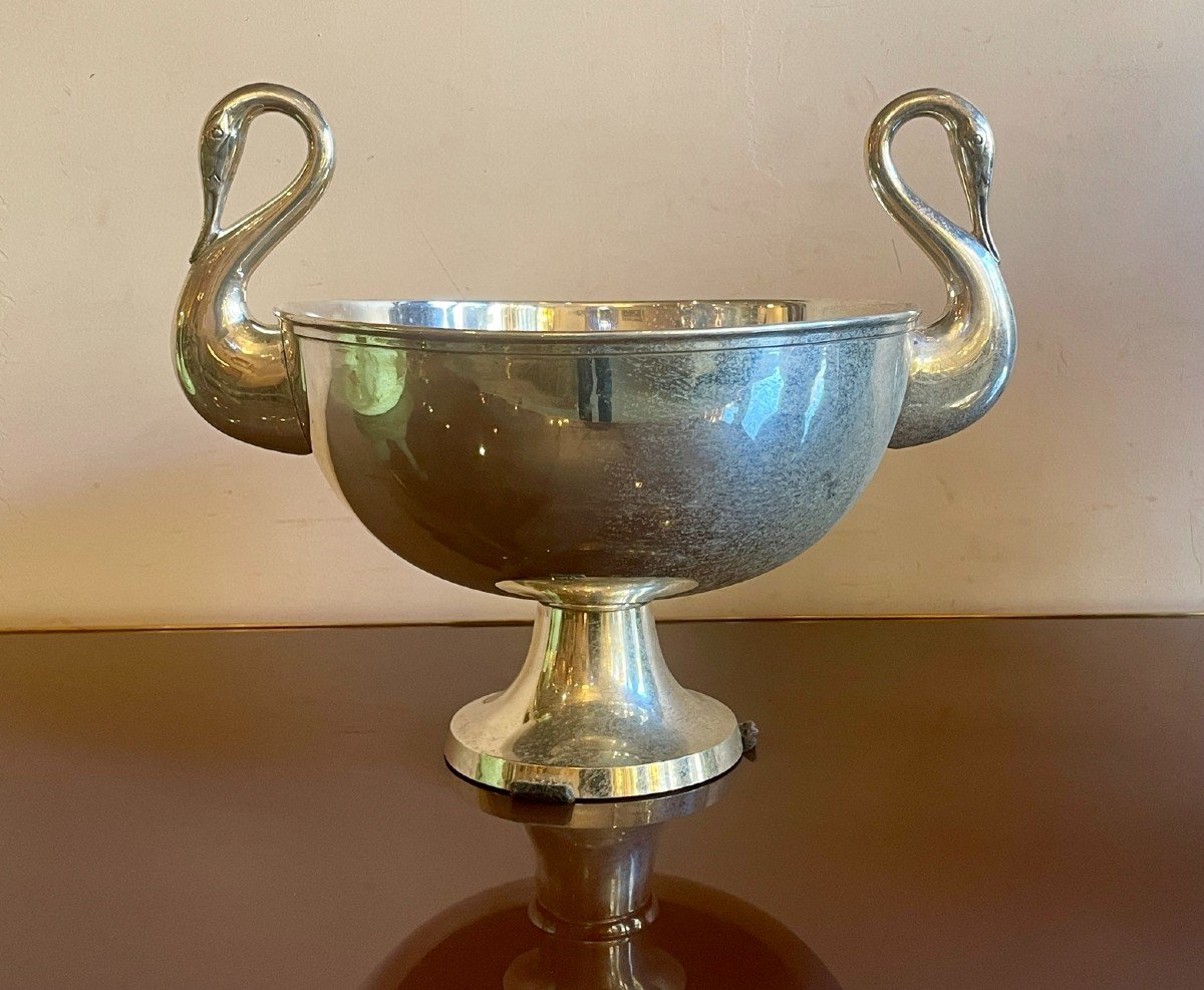 Bol à Punch Art Déco En Métal Argenté, XXe Siècle 