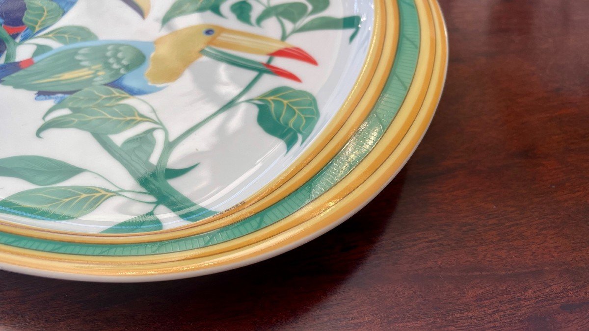 Hermes "toucans" Porcelain Dish, 20th Century-photo-2