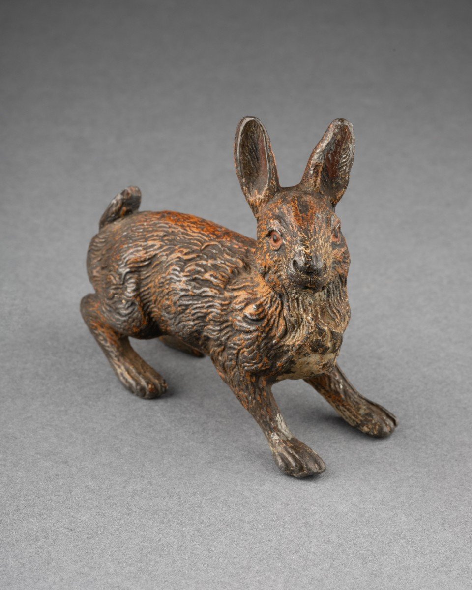 Vienna Bronze, Polychrome Hare, 19th Century-photo-4
